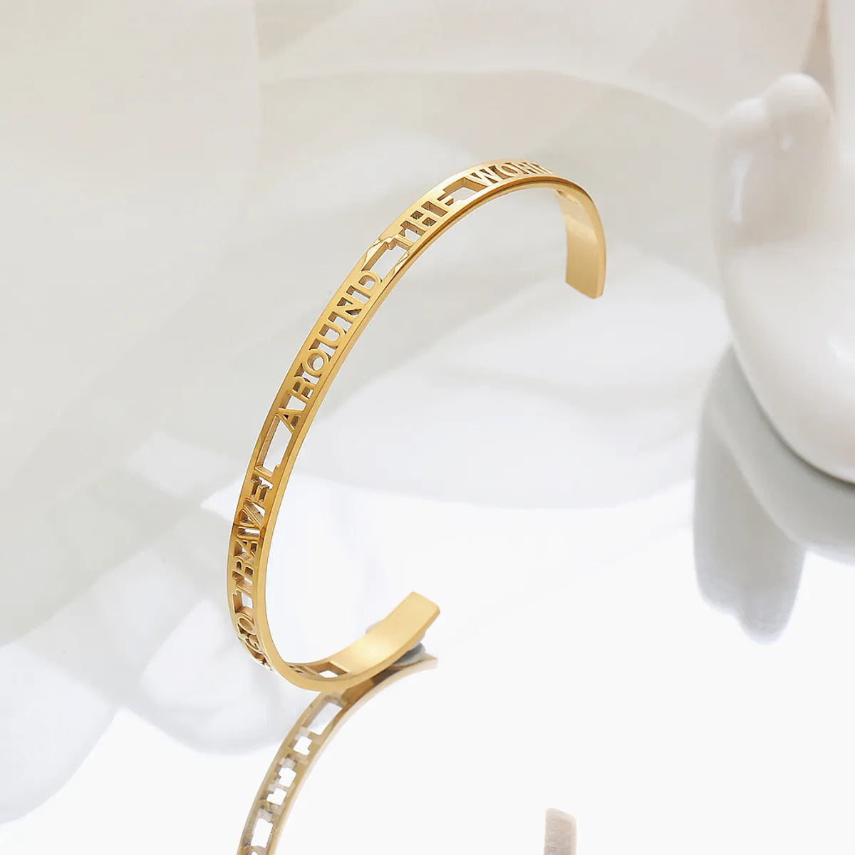 Retro Solid Color Titanium Steel Plating Bangle