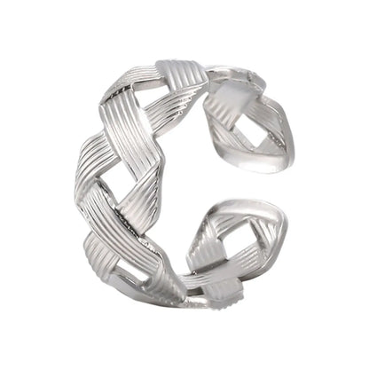 Retro Solid Color Twist Stainless Steel Stripe Open Ring