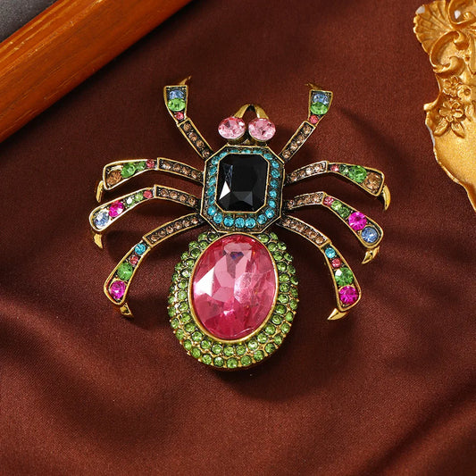 Retro Spider Alloy Inlay Rhinestones Unisex Brooches