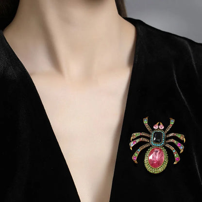 Retro Spider Alloy Inlay Rhinestones Unisex Brooches