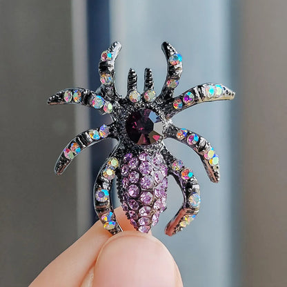 Retro Spider Alloy Plating Inlay Opal Unisex Brooches