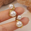 Retro Spiral Geometric Pattern Stud Earrings For Women Titanium Steel With 18K Gold Plated Electroplating