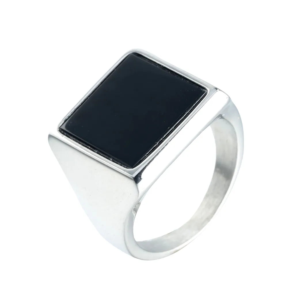 Retro Square 316 Stainless Steel  Unisex Rings