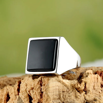 Retro Square 316 Stainless Steel  Unisex Rings