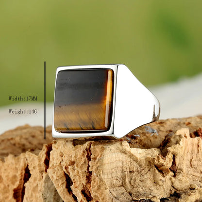 Retro Square 316 Stainless Steel  Unisex Rings