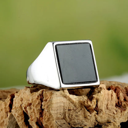 Retro Square 316 Stainless Steel  Unisex Rings