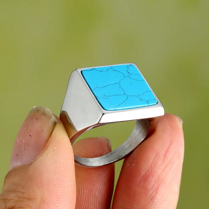 Retro Square 316 Stainless Steel  Unisex Rings