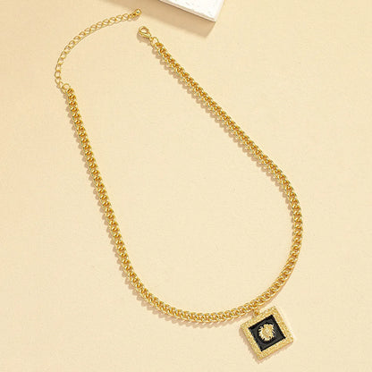 Retro Square Alloy Plating Gold Plated Women's Pendant Necklace