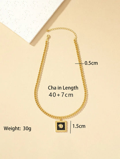 Retro Square Alloy Plating Gold Plated Women's Pendant Necklace