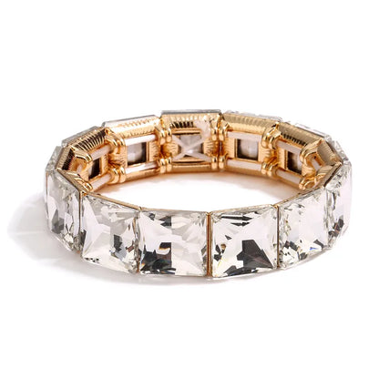 Retro Square Alloy Plating Inlay Rhinestones Gold Plated Unisex Bangle