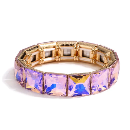 Retro Square Alloy Plating Inlay Rhinestones Gold Plated Unisex Bangle