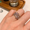 Retro Square Copper Gold Plated Rhinestone Open Ring