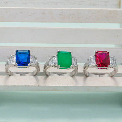 Retro Square Copper Inlay Zircon Rings