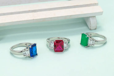 Retro Square Copper Inlay Zircon Rings