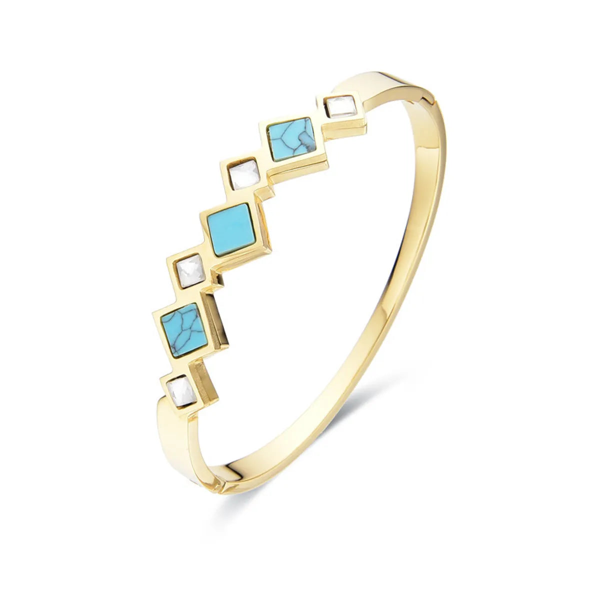 Retro Square Stainless Steel Inlay Zircon Bangle