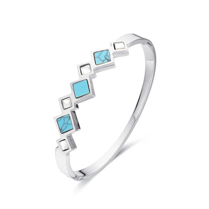 Retro Square Stainless Steel Inlay Zircon Bangle