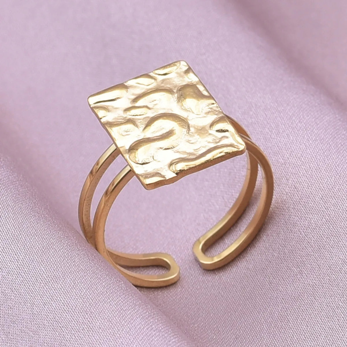 Retro Square Stainless Steel Plating 18k Gold Plated Rings