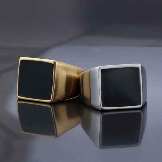 Retro Square 304 Stainless Steel Polishing Men'S Rings