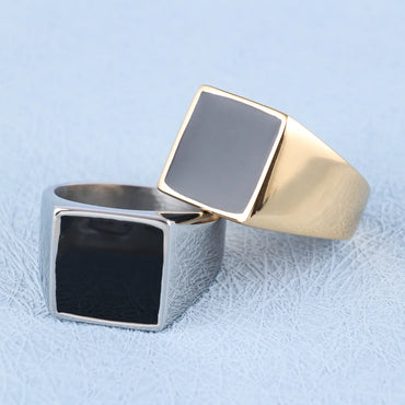 Retro Square 304 Stainless Steel Polishing Men'S Rings