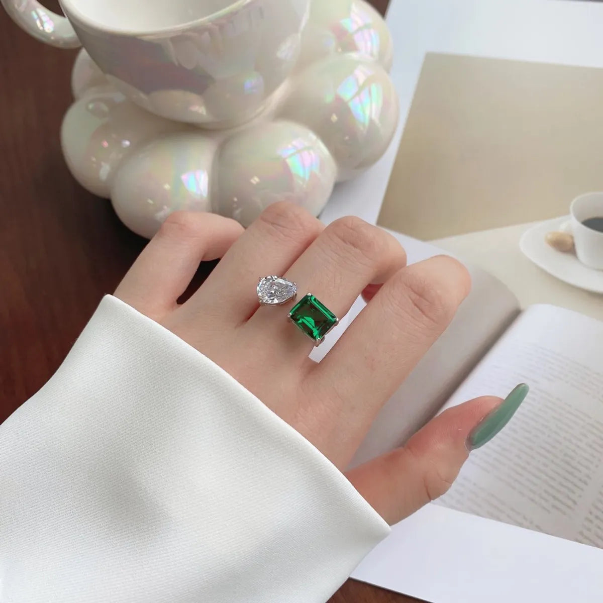 Retro Square Sterling Silver Plating Zircon Rings