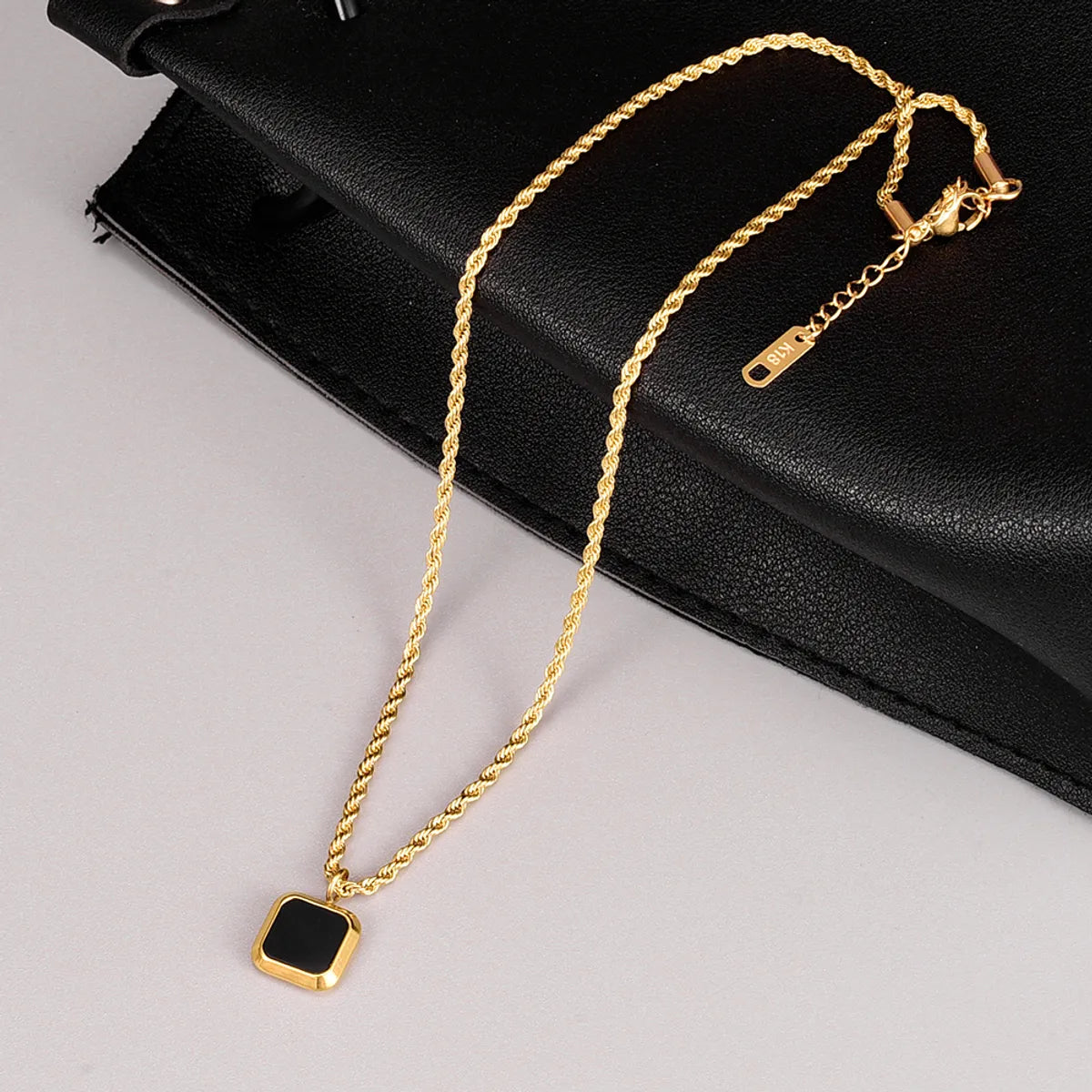 Retro Square Titanium Steel Pendant Necklace Shell Stainless Steel Necklaces