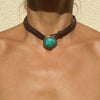 Retro Square Turquoise Alloy Leather Wholesale Choker