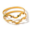 Retro Square Zirconset Stainless Steel Bracelet For Women With Elegant Electroplated Design