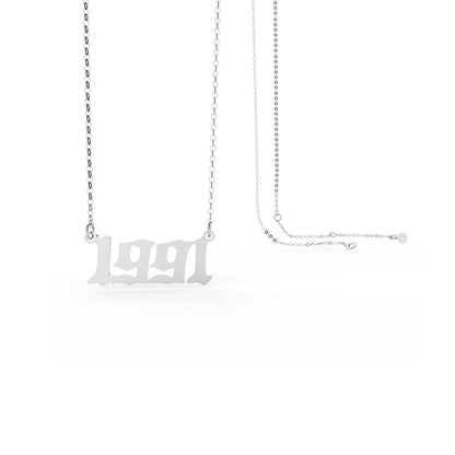 Retro Stainless Steel 28 Years Number Necklace