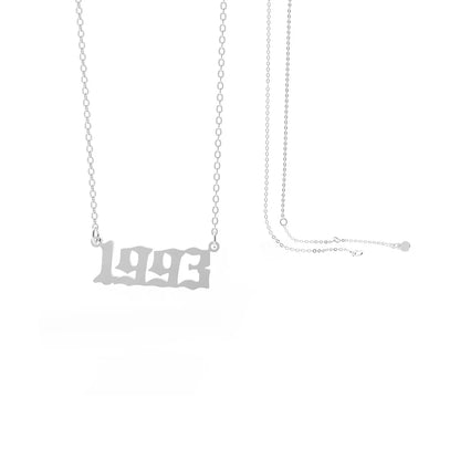 Retro Stainless Steel 28 Years Number Necklace