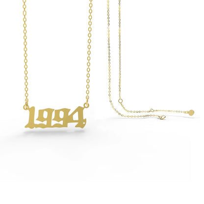 Retro Stainless Steel 28 Years Number Necklace