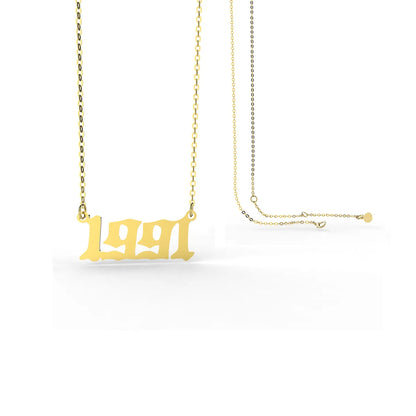 Retro Stainless Steel 28 Years Number Necklace