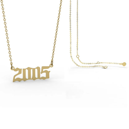 Retro Stainless Steel 28 Years Number Necklace