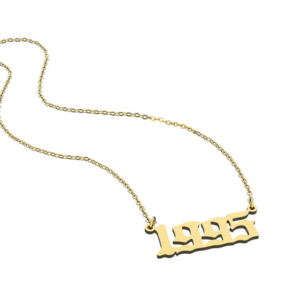 Retro Stainless Steel 28 Years Number Necklace