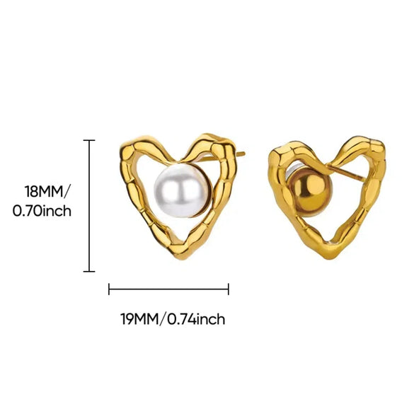 Retro Stainless Steel And Imitation Pearl Starfish Earrings With Electroplating For Women