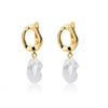 Retro Stainless Steel And Imitation Pearl Starfish Earrings With Electroplating For Women