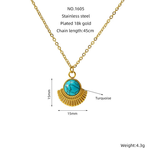 Retro 316L Stainless Steel And 316L Stainless Steel Necklace With Geometric Pendant And Electroplating Treatment For Women