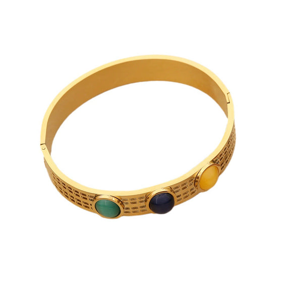 Retro Stainless Steel Cat's Eye Bracelet With Electroplating