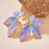 Retro Stainless Steel Geometric Leaf Shape Painted Electroplated Earrings