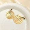 Retro Stainless Steel Geometric Spiral Pattern Earrings With Electroplating