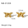 Retro Stainless Steel Golden Bow Bracelet And Earrings Set With Geometric And Animal Zodiac Patterns Furnace Vacuum Plated 18K For Women