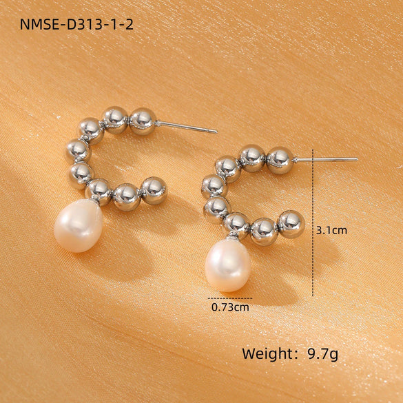 Retro Stainless Steel Heart Earrings With Electroplating Treatment