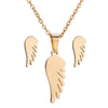Retro Stainless Steel Leaf Necklace And Earrings Jewelry Set With Electroplated Finish For Women