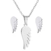 Retro Stainless Steel Leaf Necklace And Earrings Jewelry Set With Electroplated Finish For Women