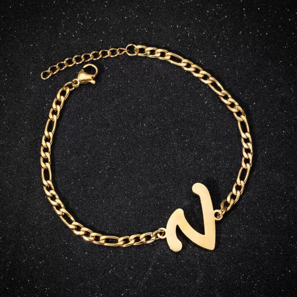 Retro Stainless Steel Letter Charm Bracelet For Women Electroplated Text Jewelry Wholesale