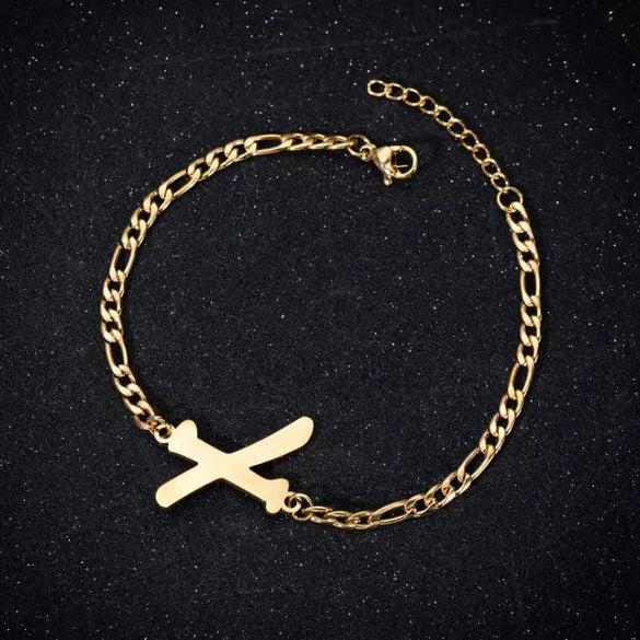 Retro Stainless Steel Letter Charm Bracelet For Women Electroplated Text Jewelry Wholesale