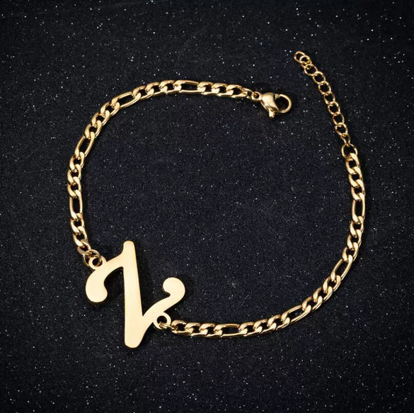 Retro Stainless Steel Letter Charm Bracelet For Women Electroplated Text Jewelry Wholesale