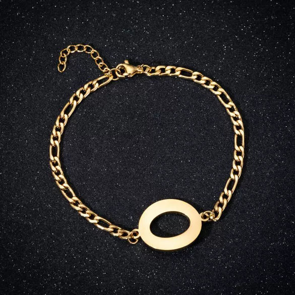 Retro Stainless Steel Letter Charm Bracelet For Women Electroplated Text Jewelry Wholesale