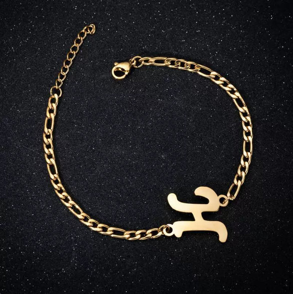Retro Stainless Steel Letter Charm Bracelet For Women Electroplated Text Jewelry Wholesale