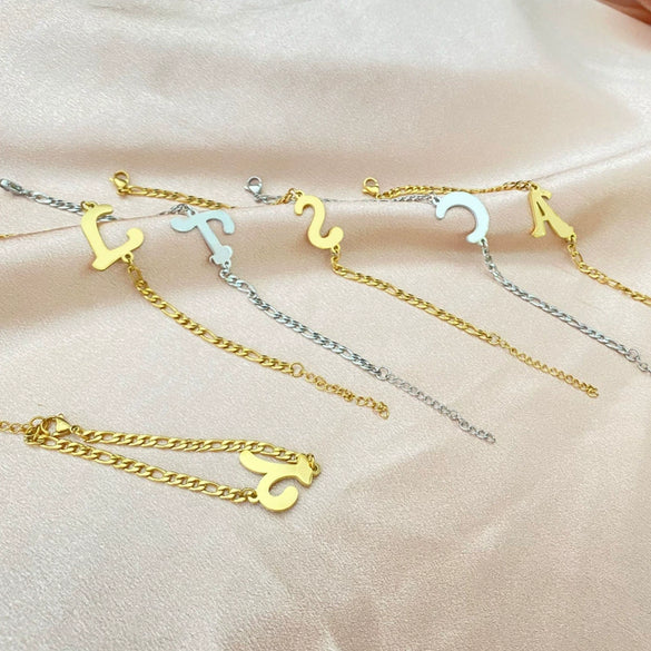 Retro Stainless Steel Letter Charm Bracelet For Women Electroplated Text Jewelry Wholesale