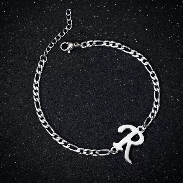 Retro Stainless Steel Letter Charm Bracelet For Women Electroplated Text Jewelry Wholesale